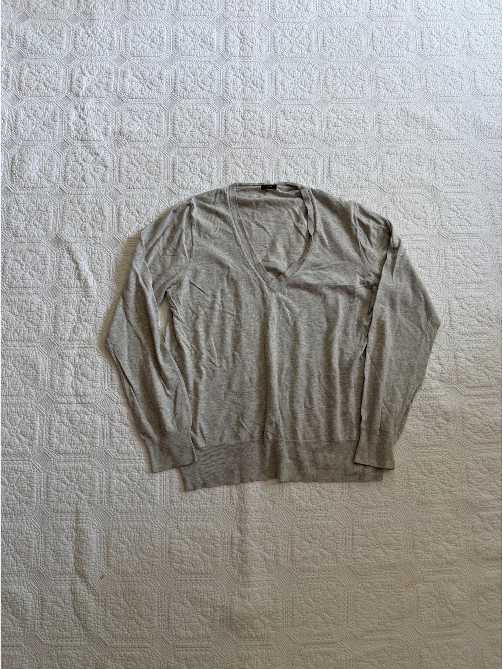 J.Crew XL Light Gray 100% Cotton V-Neck Sweater - Picture 1 of 5